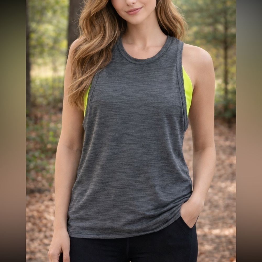 EUC LULULEMON ATHLETICA TANKTOP WITH ATTACHED NEON BRA SIZE 4